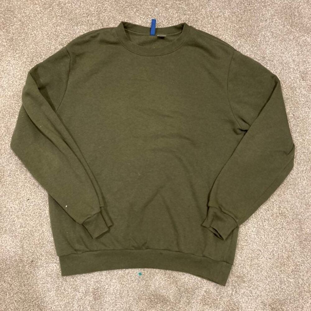 Divided Medium Crew Neck Navy Green Sweatshirt